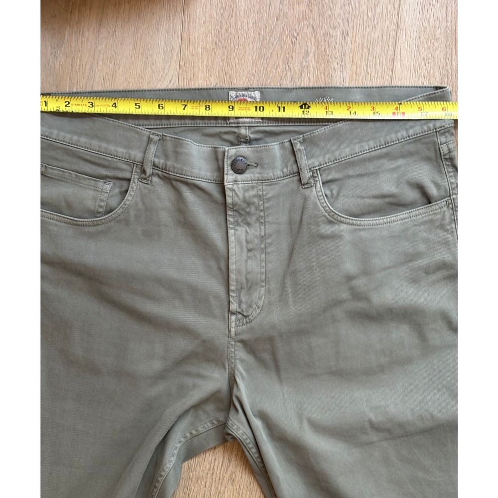 Faherty Brand Men Olive Green Organic Cotton 5-Pocket Straight Pants Size 36 - Picture 9 of 12